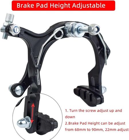 مجموعة فرجار فرامل الدراجة، فرامل فرجار سحب جانبية أمامية وخلفية مع وسادات 48 مم وذراع طويل 4.33 بوصة تتضمن كابلات داخلية وخارجية، رافعة فرامل 4 أصابع، تناسب معظم دراجات الطرق، زوج واحد in Kuwait