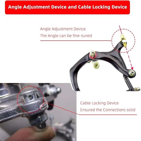 مجموعة فرجار فرامل الدراجة، فرامل فرجار سحب جانبية أمامية وخلفية مع وسادات 48 مم وذراع طويل 4.33 بوصة تتضمن كابلات داخلية وخارجية، رافعة فرامل 4 أصابع، تناسب معظم دراجات الطرق، زوج واحد in Kuwait