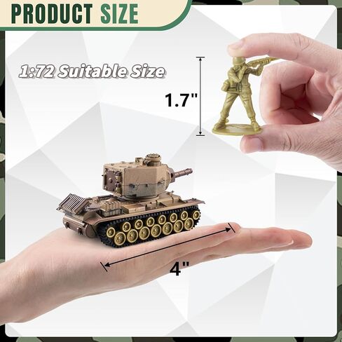 1:72 US Army Tank ＆ Army Men Toys Playset, includes 2pc US Tank-7 Models with 10pc Toy Soldiers, Desert Tan and Olive Drab Green, Perfect Military Toy for Boys in Saudi Arabia