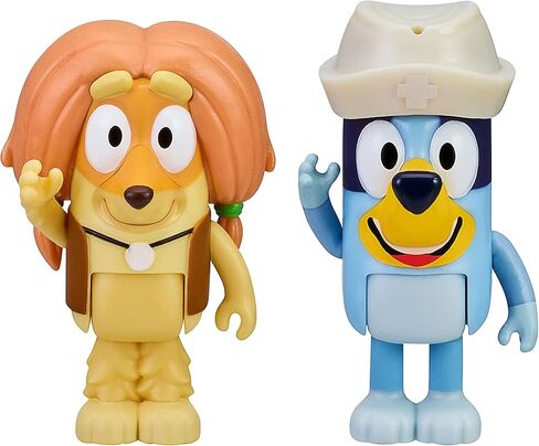 Bluey and Indy Doctors 2 Figure Playset Pack Articulated 2.5 Inch Action Figures Includes Nurses Hat Official Collectable Toy in Saudi Arabia