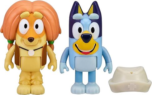 Bluey and Indy Doctors 2 Figure Playset Pack Articulated 2.5 Inch Action Figures Includes Nurses Hat Official Collectable Toy in Saudi Arabia