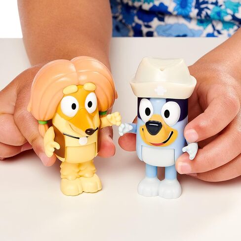 Bluey and Indy Doctors 2 Figure Playset Pack Articulated 2.5 Inch Action Figures Includes Nurses Hat Official Collectable Toy in Saudi Arabia