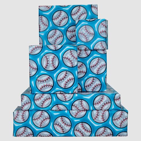 Dtiafu 3D Effect Baseball Wrapping Paper - Sport Wrapping Paper - Unique Design For Girls Boys Women Birthday Baby Shower Holiday - 20 X 28Inch Per Sheet（6 Sheets in Saudi Arabia