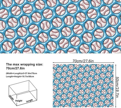 Dtiafu 3D Effect Baseball Wrapping Paper - Sport Wrapping Paper - Unique Design For Girls Boys Women Birthday Baby Shower Holiday - 20 X 28Inch Per Sheet（6 Sheets in Saudi Arabia