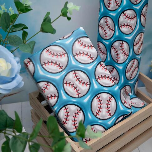 Dtiafu 3D Effect Baseball Wrapping Paper - Sport Wrapping Paper - Unique Design For Girls Boys Women Birthday Baby Shower Holiday - 20 X 28Inch Per Sheet（6 Sheets in Saudi Arabia