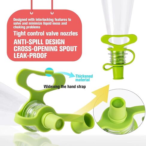 Toddler Cups Spill Proof,4PCS Baby Water Bottle Cap for Toddlers,No Spill Top Spout Replacement,Silicone Water Bottle Cap Spout Adapter in Saudi Arabia