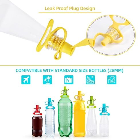 Toddler Cups Spill Proof,4PCS Baby Water Bottle Cap for Toddlers,No Spill Top Spout Replacement,Silicone Water Bottle Cap Spout Adapter in Saudi Arabia