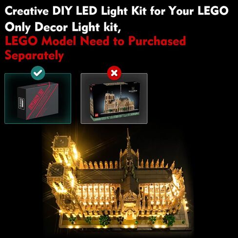 Light Kit Compatible with Lego Notre Dame Cathedral Architecture 21061, Creative Lighting Set Accessories Compatible with Lego Paris Notre Dame 21061, No Models Only Light (Standard Version) in Saudi Arabia