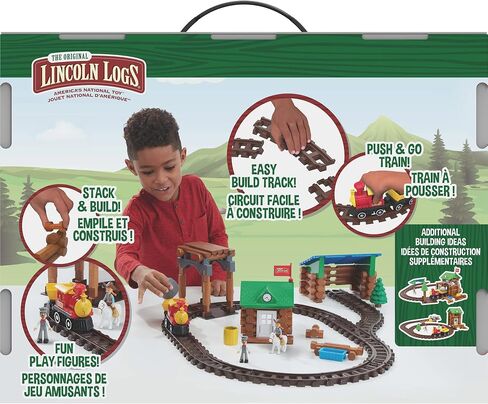 LINCOLN LOGS-Sawmill Express Train - 101 Parts - Real Wood Logs - Buildable Train Track-Ages 3+ - Best Retro Building Gift Set for Boys/Girls-Creative Construction Engineering-Preschool Education Toy in Saudi Arabia