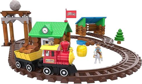 LINCOLN LOGS-Sawmill Express Train - 101 Parts - Real Wood Logs - Buildable Train Track-Ages 3+ - Best Retro Building Gift Set for Boys/Girls-Creative Construction Engineering-Preschool Education Toy in Saudi Arabia