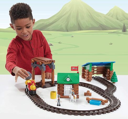 LINCOLN LOGS-Sawmill Express Train - 101 Parts - Real Wood Logs - Buildable Train Track-Ages 3+ - Best Retro Building Gift Set for Boys/Girls-Creative Construction Engineering-Preschool Education Toy in Saudi Arabia