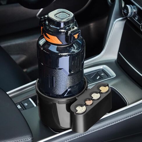 THIS HILL ‎Coin Cup Holder, Upgraded Car Cup Holder Expander with Coin Holder with Diameter Bottles Mugs in 4.4", 2 in 1+Removable Coin Holder Suitable for Most Cars to Store Coins in Kuwait