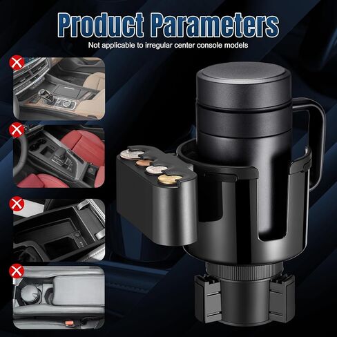 THIS HILL ‎Coin Cup Holder, Upgraded Car Cup Holder Expander with Coin Holder with Diameter Bottles Mugs in 4.4", 2 in 1+Removable Coin Holder Suitable for Most Cars to Store Coins in Kuwait