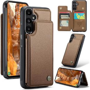 for Samsung-Galaxy-A35 5G Slim Rear Wallet Case with RFID Blocking Flip Card Holders/Kickstand, Shockproof PC + PU Leather Hybrid Protective Back Cover with Magnetic Closure (Black)