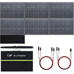 ALLPOWERS SP039 600W Monocrystalline Portable Solar Panel Waterproof IP67 RV Solar Panel Kit with 44V Output Foldable Solar Charger for Outdoor Adventures Power Outage Solar Generator