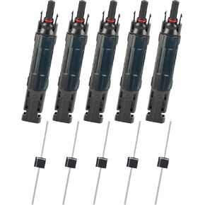 Jtron 5 PCS PV Solar Panel Connector Male/Female 15A Built-in Diode Inline Fuse Solar Wire Connectors Waterproof Anti-backflow (5 PCS 15A Solar Fuse)