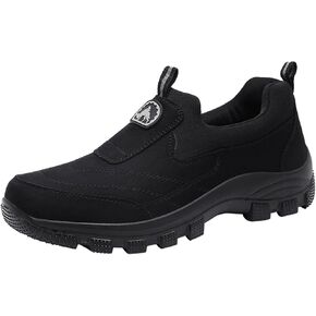 Men's Leather Comfortable and Breathable Orthopedic Hiking Shoes, Casual and Lightweight Slip-On Walking Boat Shoes, Outdoor Non-Slip Sneakers.