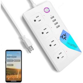 XENON Matter Power Strip, Matter Smart Power Strips Works with Siri, Alexa & Google Home, Matter Smart Home with Remote Control, Timer & Schedule