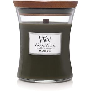 WoodWick Medium Hourglass Candle, Fraser Fir - Premium Soy Blend Wax, Pluswick Innovation Wood Wick, Made in USA