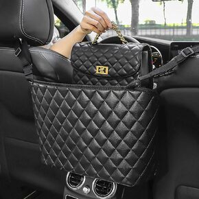 Car Net Pocket Handbag Holder, PU Leather Handbag Holder for Car,Car Handbag and Purse Holder,Car Net Handbag Holder,Car Storage for Purse & Pocket for Smaller Items