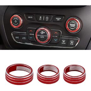ملحقات PIFOOG Grand Cherokee لسيارة Jeep Cherokee 2014-2022 أغطية مقابض التيار المتردد، غطاء وحدة التحكم المركزية، غطاء أحمر للسيارة الداخلية لوحة القيادة، 3 قطع