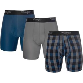 سراويل داخلية شبكية للرجال من Wrangler، 3 قطع (US، Alpha، Large، X-Large، عادي، عادي، فحمي، أزرق بافلو منقوش، أزرق بوسيدون) in Kuwait