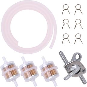 3/16" Inch ID Fuel Line & fuel shut off valve with 3/16 fuel filter & Clamps for Honda Baja Nini ATV Dirt Super Pocket Mini Bike Go Kart Motorcycle Tao Tao 50 70cc 110cc 125cc and Generators