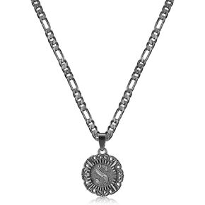 KissYan Initial Necklace For Women Girl,14K Gold Plated Round Letter Pendant Necklace Capital Monogram Necklace Alhpabets from A-Z Figaro Chain Necklace