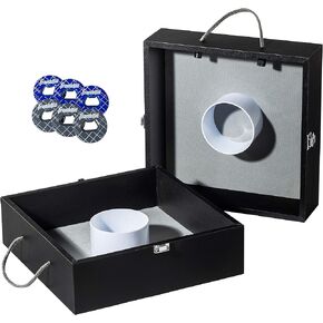 مجموعة Franklin Sports Washer Toss - تتضمن هدفين للرمي بحجم البطولة و6 غسالات فولاذية - مقابض سهلة الحمل وفتحة معدنية