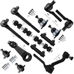 14pc Set 4WD Front Suspension Kit Inner Outer Tie Rod End Adjusting Sleeve Sway Bar Link Ball Joint Idler Pitman Arm Replacement 1995-1998 For Chevy S10 Blazer For Gmc Jimmy Sonoma