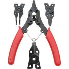 4 in 1 Snap Ring Pliers Set for Removal of Retaining Clip Circlip Snap Rings Wrist Pin Clips Internal External CirClips Automotive and Engine Repair Projects
