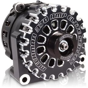 Mechman Alternators Alternator, E-Series Billet, 370 amp, 12V, 1-Wire, 6 Rib Serpentine Pulley, Black Anodize, GM Fullsize Truck 2007-08, Each (B8302370B)