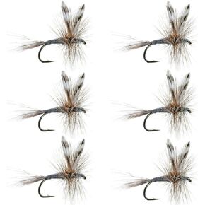The Fly Fishing Place Adams Classic Trout Dry Fly Fishing Flies - Set of 6 Flies Size 18