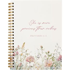 Prayer Journal for Woman, Bible Journal, Christian Scripture Proverbs 3:15 Spiral Notebook for Work Study Notes, Bible Floral Hardcover Spiral Notebook 5.5x8.3