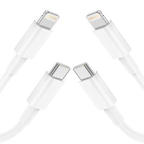 MFi Certified 6.6 Feet/2 Meter PD Fast Charging Type C to Lightning Cable Cord Compatible with iPhone 14 Pro Max Plus 13 12 11 Xs XR X 8 7 6 5 iPad iPod Airpods [White] [2-Packs]