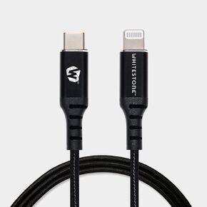 [1PACK] Whitestone C to L Charging Cable for iPhone Series (MF-i Certified) with Fast Charging and high Efficiency - Black Metal Shell USB c to Lightn Cable [6ft]