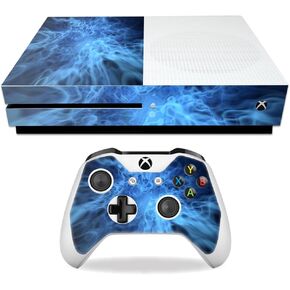 MightySkins Skin Compatible with Microsoft Xbox One S - Blue Mystic Flames | Protective, Durable, and Unique Vinyl Decal wrap Cover | Easy to Apply, Remove, and Change Styles | Made in The USA