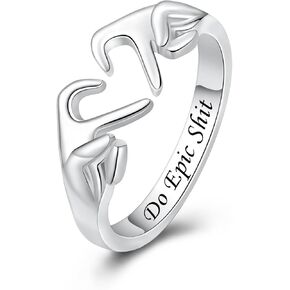 925 Sterling Silver Heart Claddagh Rings for Women Teen Girls, Adjustable White Gold Plated Ring Friendship Promise Love Heart Jewelry Rings Mothers Day Valentines Holiday Gifts for Women Friends