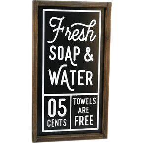 Lavender Inspired Fresh Soap and Water Sign-Farmhouse Bathroom Wall Decor-Rustic Bathroom Signs-Farmhouse Home Decor-Bath Sign-Guests Room Decor-Powder Room Sign-Housewarming Gifts (Black)