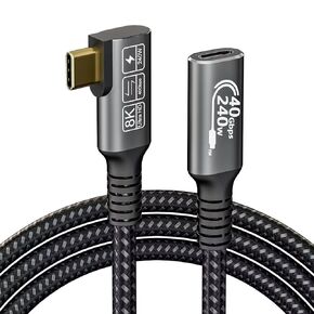 USB C 4 Extension Cable, with Thunderbolt 4 Cable, 240 W Charging Cable, 40 Gbps Data Cable, 8K @ 60Hz 4K, PD3.1, USB C Female Cable, for Hub, Dock MacBook, SSD