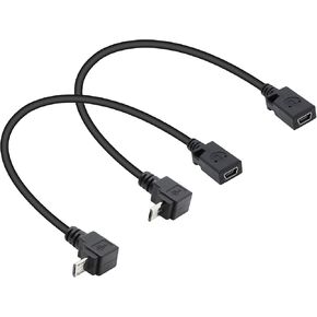 Micro USB to Mini USB Adapter Cable 27CM Up & Down Angle Micro USB Male to Mini USB Female Charging and Data Sync Cord(2Pack)