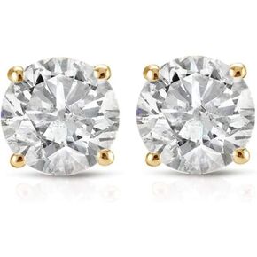 14k White, Yellow, or Rose Gold 1 Ct T.W. Round-Cut Natural Diamond Studs Women's Earrings