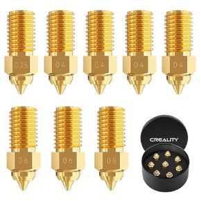 Creality Ender 3 V3 SE Nozzle High Speed Brass 3D Printer Nozzles, 0.4mm Extruder Hotend Tip,High Hardness,Strong Thermal Conductivity for Ender 5 S1, Ender 7 (0.25mm x2, 0.4mm x4, 0.6mm x2, 0.8mm x1)