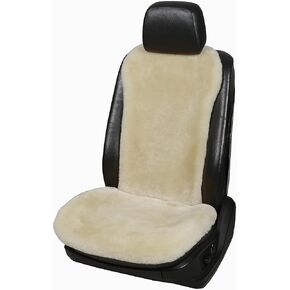 U&M Genuine Sheepskin Car Seat Covers Natural Wool Fur Auto Seat Cushion Accessories Universal Fit Warm Soft Comfort Anti-Slip