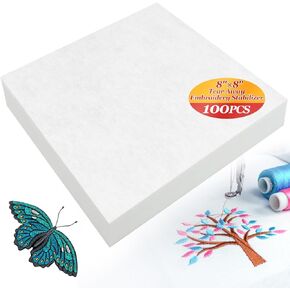Sukh Tear Away Stabilizer - 100PCS Embroidery Stabilizer Embroidery Accessories Embroidery Fabric Square Embroidery Stabilizer for All Embroidery Crafts Hand Embroidery Lightweight Easy to Use
