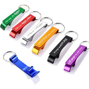 Bottle Opener Keychain - 7 Pack Metal Bottle Opener Key Chain with Funny Sentences Pocket Beer Opener Bartender Can Opener for Men Women Father Office Gift