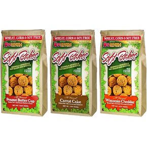 K9 Granola Factory 3 Flavor Soft Bakes Dog Treat Variety Pack, 12 Ounces Each of Peanut Butter Cup & Carrot Cake & Wisconsin Cheddar