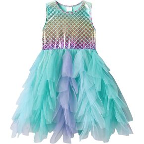 VIKITA Toddler Girls Dresses for Summer Short Sleeve Girls Clothes Tutu Kids Dresses for Daily Party Wearing, 3-8Y