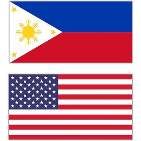 2 Pack - Philippines American Flags Sticker | 1 of Each | USA Pilipinas Filipino Pinoy Vinyl Decal (2" x 1.3" (2 Pack))