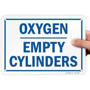 SmartSign "Oxygen Empty Cylinders" Sign | 7" x 10" Aluminum
